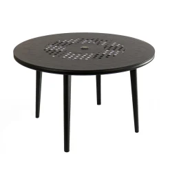 National Tree Company 48 in. All Weather Round Dining Table, Black Finish, Cast Aluminum, Darby Collection
