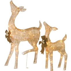 National Tree Company 38 in. and 28 in. Pre-Lit Fawn with Doe Decoration