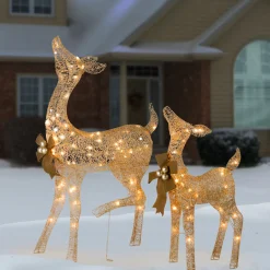 National Tree Company 38 in. and 28 in. Pre-Lit Fawn with Doe Decoration