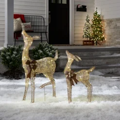 National Tree Company 38 in. and 28 in. Pre-Lit Fawn with Doe Decoration