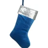 National Tree Company 19 in. Arctic Lights Collection Blue Velvet Stocking