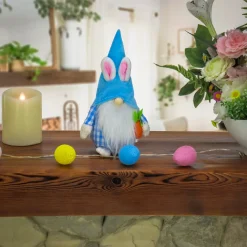 National Tree Company 11 in. Blue Easter Bunny Gnome Table Decoration