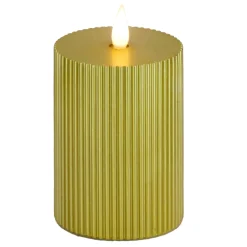 National Tree Company 5 in. by 9 in. HGTV Home Collection Flameless Georgetown Pillar Candle, Gold