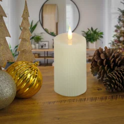 National Tree Company 5 in. by 9 in. HGTV Home Collection Flameless Georgetown Pillar Candle, Ivory