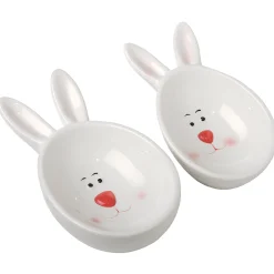 National Tree Company 3 in. by 4 in. by 7 in. Easter Bunny Candy Dishes, White, Easter Collection, Set of 2