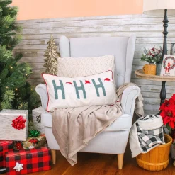 National Tree Company 14 in. by 26 in. HGTV HO HO HO Pillow with Embroidery