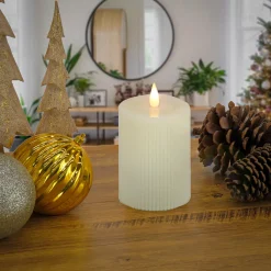 National Tree Company 4 in. by 8 in. HGTV Home Collection Flameless Georgetown Pillar Candle, Ivory
