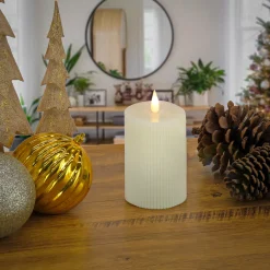 National Tree Company 3 in. by 7 in. HGTV Home Collection Flameless Georgetown Pillar Candle, Ivory