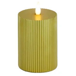 National Tree Company 5 in. by 11 in. HGTV Home Collection Flameless Georgetown Pillar Candle, Gold