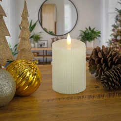 National Tree Company 4 in. by 10 in. HGTV Home Collection Flameless Georgetown Pillar Candle, Ivory