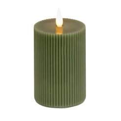 National Tree Company 5 in. by 11 in. HGTV Home Collection Flameless Georgetown Pillar Candle, Dk Green