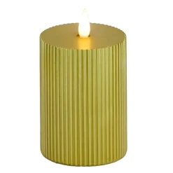 National Tree Company 5 in. by 7 in. HGTV Home Collection Flameless Georgetown Pillar Candle, Gold