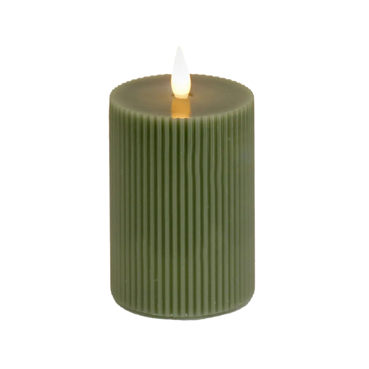 National Tree Company 4 in. by 8 in. HGTV Home Collection Flameless Georgetown Pillar Candle, Dk Green