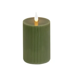 National Tree Company 3 in. by 7 in. HGTV Home Collection Flameless Georgetown Pillar Candle, Dk Green