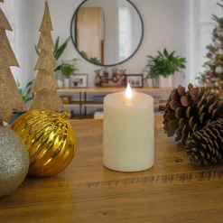 National Tree Company 3 in. by 5 in. HGTV Home Collection Flameless Georgetown Pillar Candle, Ivory