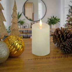 National Tree Company 5 in. by 7 in. HGTV Home Collection Flameless Georgetown Pillar Candle, Ivory