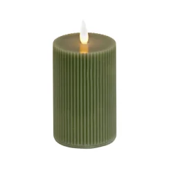 National Tree Company 3 in. by 9 in. HGTV Home Collection Flameless Georgetown Pillar Candle, Dk Green