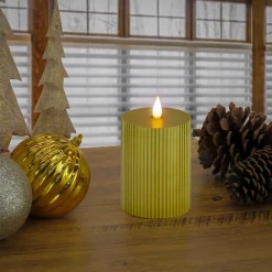 National Tree Company 4 in. by 6 in. HGTV Home Collection Flameless Georgetown Pillar Candle, Gold