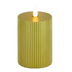 National Tree Company 4 in. by 10 in. HGTV Home Collection Flameless Georgetown Pillar Candle, Gold