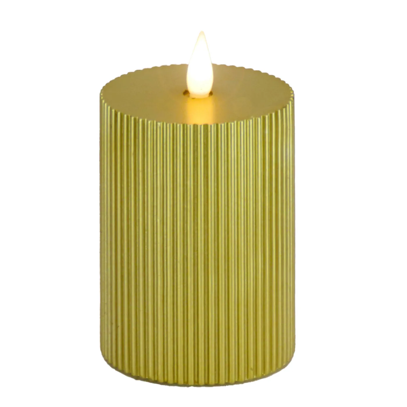 National Tree Company 4 in. by 10 in. HGTV Home Collection Flameless Georgetown Pillar Candle, Gold