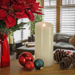 National Tree Company 5 in. by 11 in. HGTV Home Collection Flameless Heritage Pillar Candle, Ivory