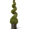 National Tree Company 48 in. Cedar Spiral Topiary Tree with Ball in a Black Square Pot