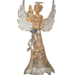 National Tree Company 53 in. Champagne Gold Praying Angel with LED Lights