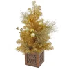 National Tree Company 36 in. Christmas Be Merry Decorated Gold Tree with Warm White LED Lights