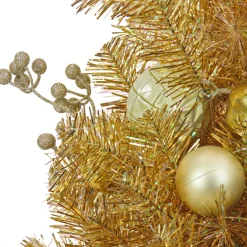 National Tree Company 36 in. Christmas Be Merry Decorated Gold Tree with Warm White LED Lights
