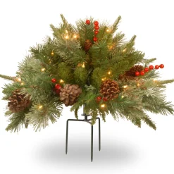 National Tree Company 18 in. Colonial Fir Urn Filler with LED Lights