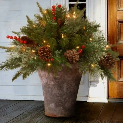 National Tree Company 18 in. Colonial Fir Urn Filler with LED Lights