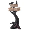 National Tree Company 32 in. Crow Standing on Tree with Happy Halloween Sign Table Decoration