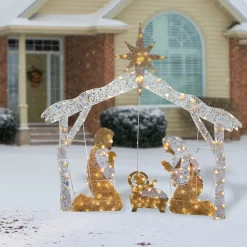 National Tree Company 55 in. Crystal Splendor Prelit Nativity Set