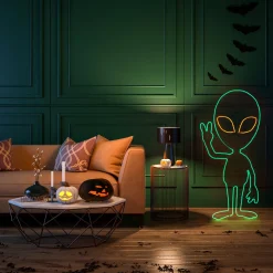 National Tree Company 40 in. 2D Alien with Neon Green and Orange LED Lights