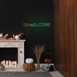 National Tree Company 50 in. 2D Neon UnWELCOME Sign with Orange & Green LED Lights
