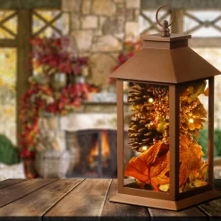 National Tree Company 12 in. Decorative Fall Lantern with LED Lights