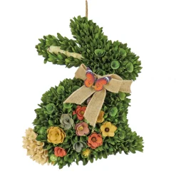 National Tree Company 22 in. Easter Bunny Hanging Silhouette Decorated with Colorful Flower Blooms