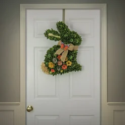 National Tree Company 22 in. Easter Bunny Hanging Silhouette Decorated with Colorful Flower Blooms