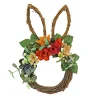 National Tree Company 17 in. Easter Bunny Shaped Hanging Wreath Decorated with Colorful Flower Blooms, Berry Clusters, Leafy Greens