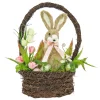 National Tree Company 17 in. Easter Bunny Sitting in Basket of Flowers Table Decoration