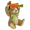 National Tree Company 9 in. Easter Bunny with Carrot Table Decoration Decorated with Checkered Green Bow
