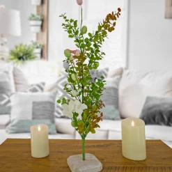 National Tree Company 24 in. Easter Decorative Tree Decorated with Pastel Eggs and Flower Blooms, and Wooden Block Base