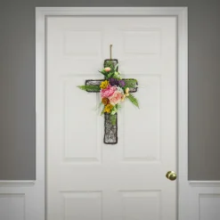 National Tree Company 23 in. Easter Floral Cross Decoration