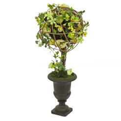 National Tree Company 26 in. Easter Single Topiary Ball in a Urn Decorated with Pastel Eggs and Flower Blooms