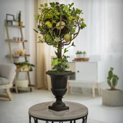 National Tree Company 26 in. Easter Single Topiary Ball in a Urn Decorated with Pastel Eggs and Flower Blooms