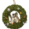National Tree Company 15 in. Easter Wreath Decorated with Flower Blooms, Rabbits