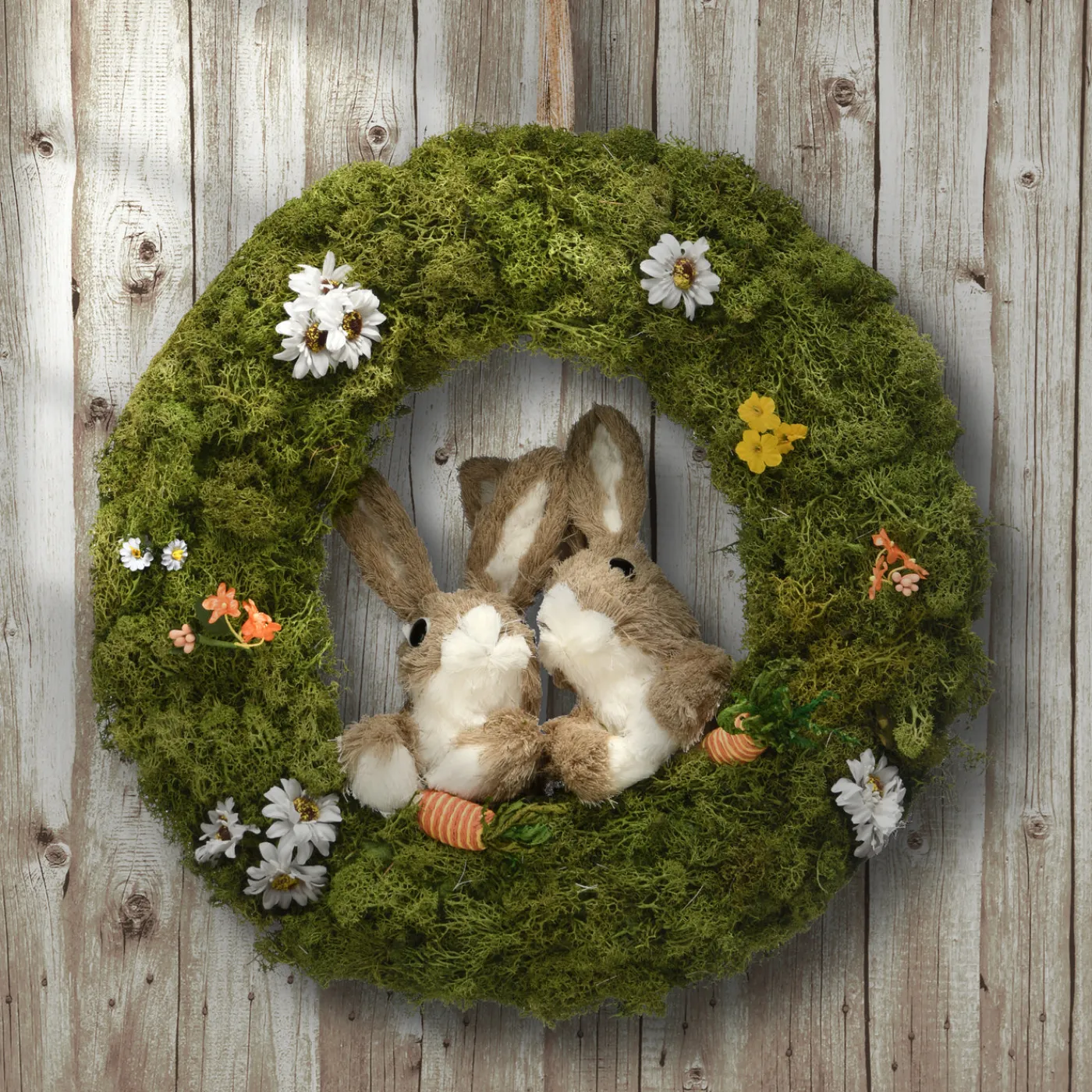 National Tree Company 15 in. Easter Wreath Decorated with Flower Blooms, Rabbits