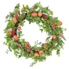 National Tree Company 22 in. Easter Wreath Decorated with Pink Pastel Eggs, Pink Flowers, Leafy Greens