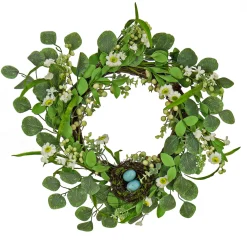 National Tree Company 20 in. Easter Wreath Decorated with Spring Blooms and Pastel Eggs
