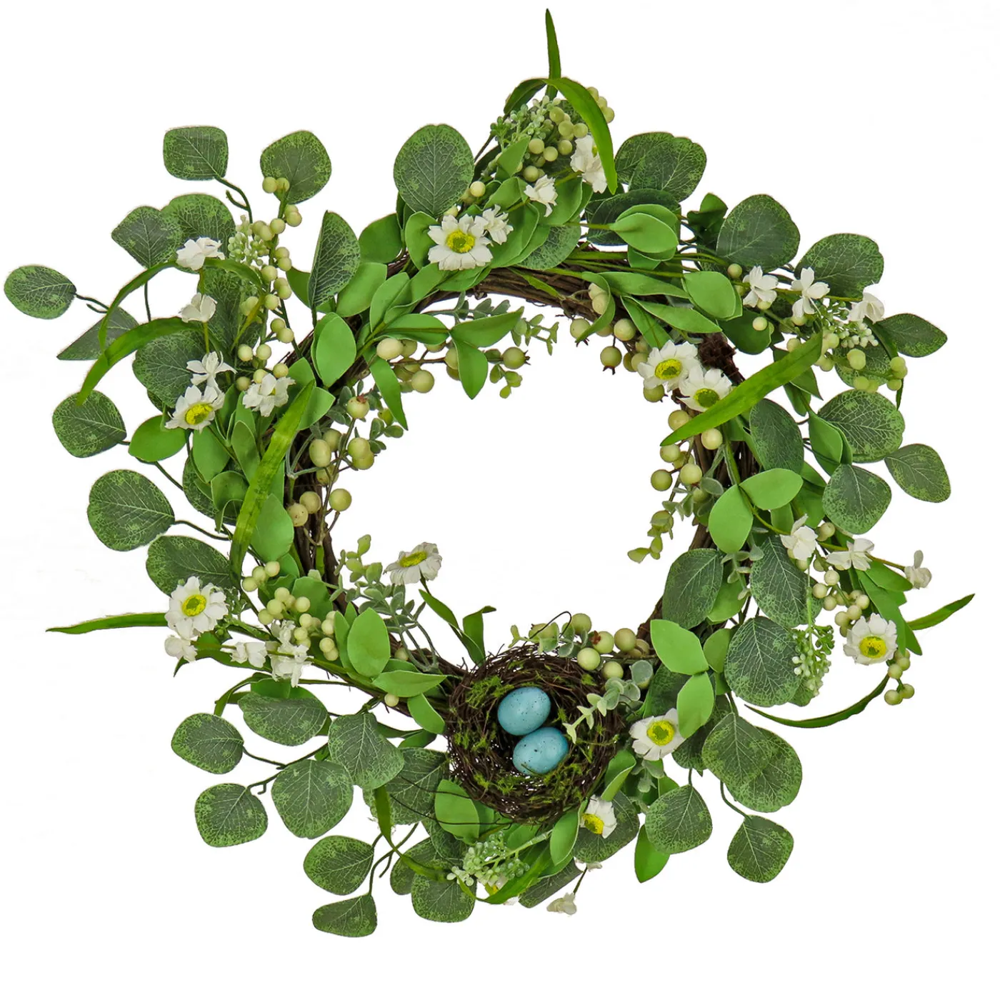 National Tree Company 20 in. Easter Wreath Decorated with Spring Blooms and Pastel Eggs